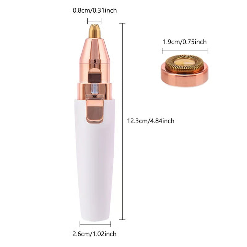 Eyebrow Trimmer for Women, 2 in 1 Rechargeable Facial Hair Remover For Women with Replaceable Heads, Professional Painless Personal Hair Removal Razor with Indicator Lights